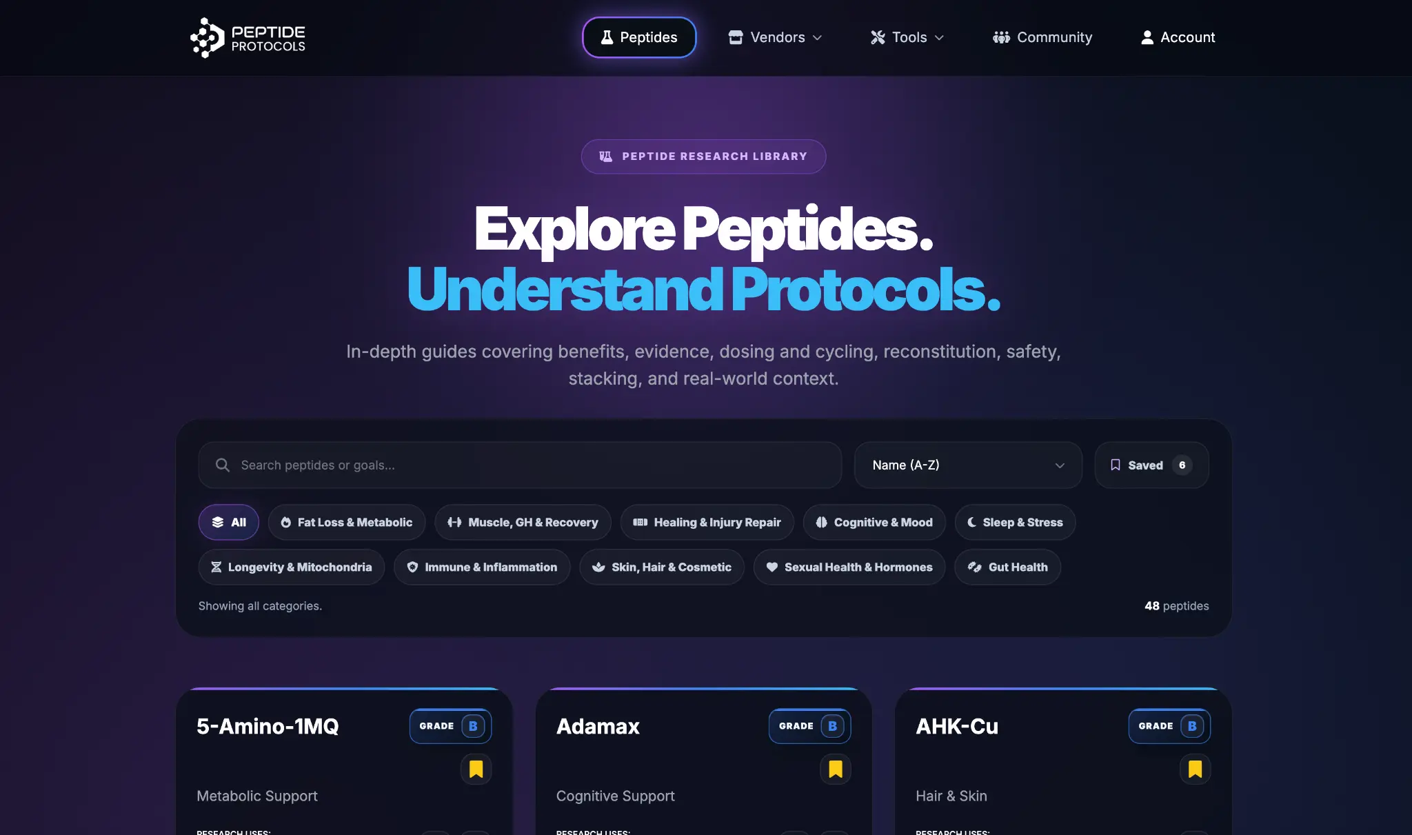Peptide Protocols website homepage